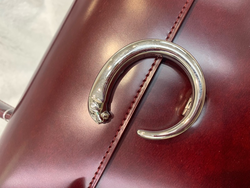 CARTIER 棗紅色大C銀扣2way xc016-9