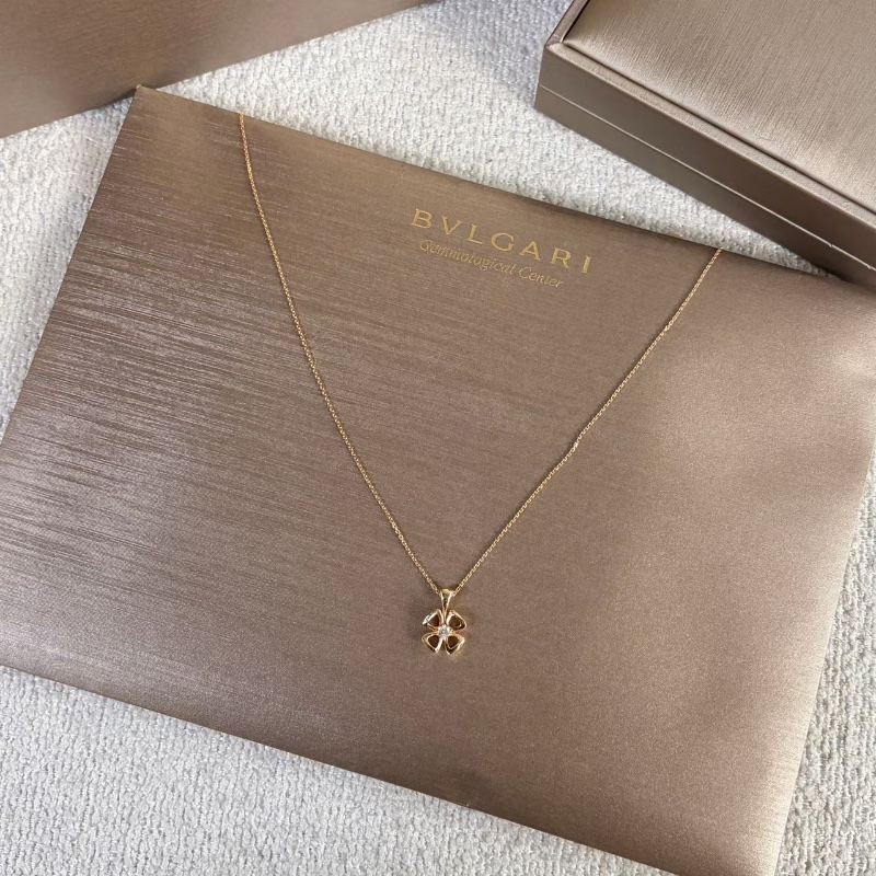 Bvlgari詠綻系列單鑽花朵項鍊18k玫瑰金 鏈長約42 99新配件盒子 保卡 購證-3