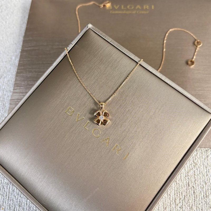 Bvlgari詠綻系列單鑽花朵項鍊18k玫瑰金 鏈長約42 99新配件盒子 保卡 購證-4