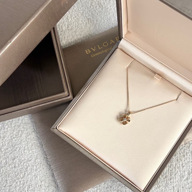 Bvlgari詠綻系列單鑽花朵項鍊18k玫瑰金 鏈長約42 99新配件盒子 保卡 購證-6