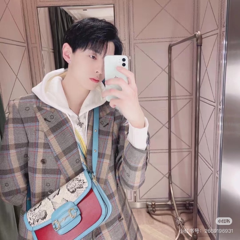 GUCCI 拼色蛇皮1955肩背斜背包25.5*18*7 99新配件塵袋-1