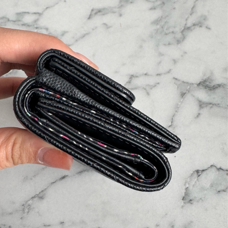 Chanel黑荔枝銀蛇鏈雙C雙層釦式短夾-4