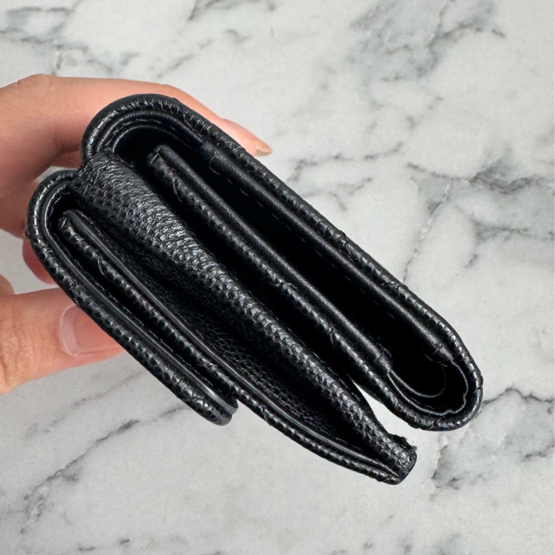 Chanel黑荔枝銀蛇鏈雙C雙層釦式短夾-5