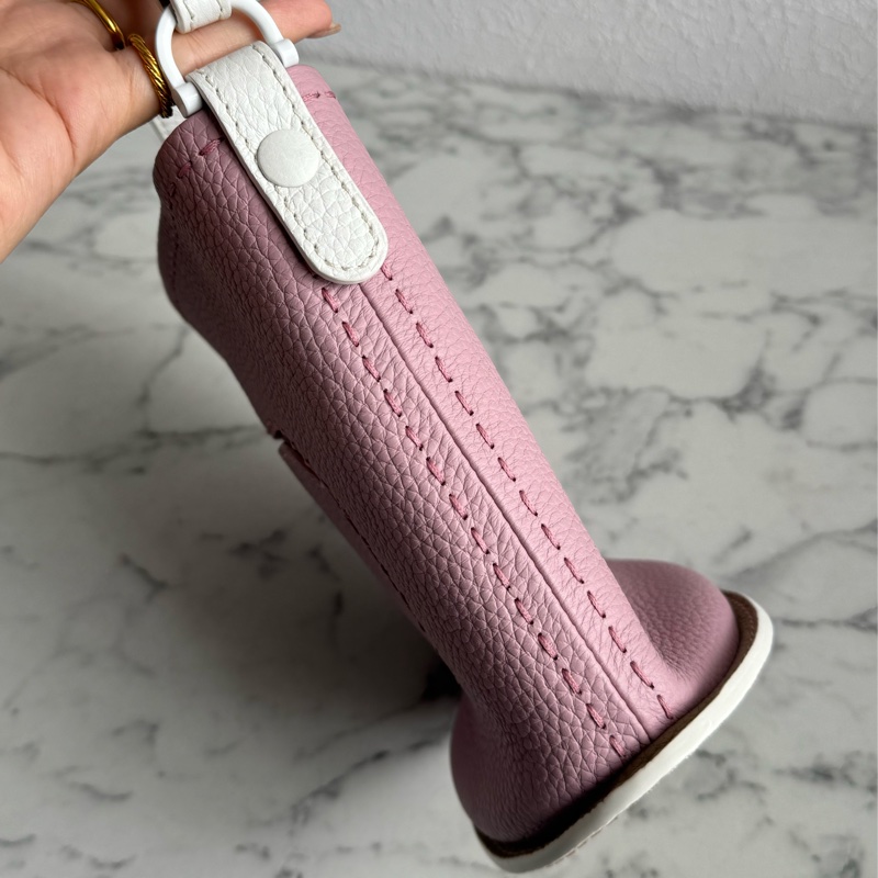 Delvaux 暗粉皮革白邊手提水桶包❤️‍🔥貴婦愛用-2