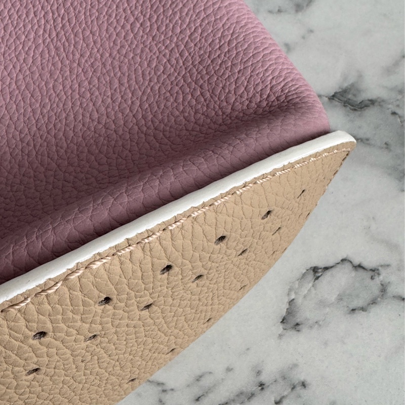 Delvaux 暗粉皮革白邊手提水桶包❤️‍🔥貴婦愛用-10