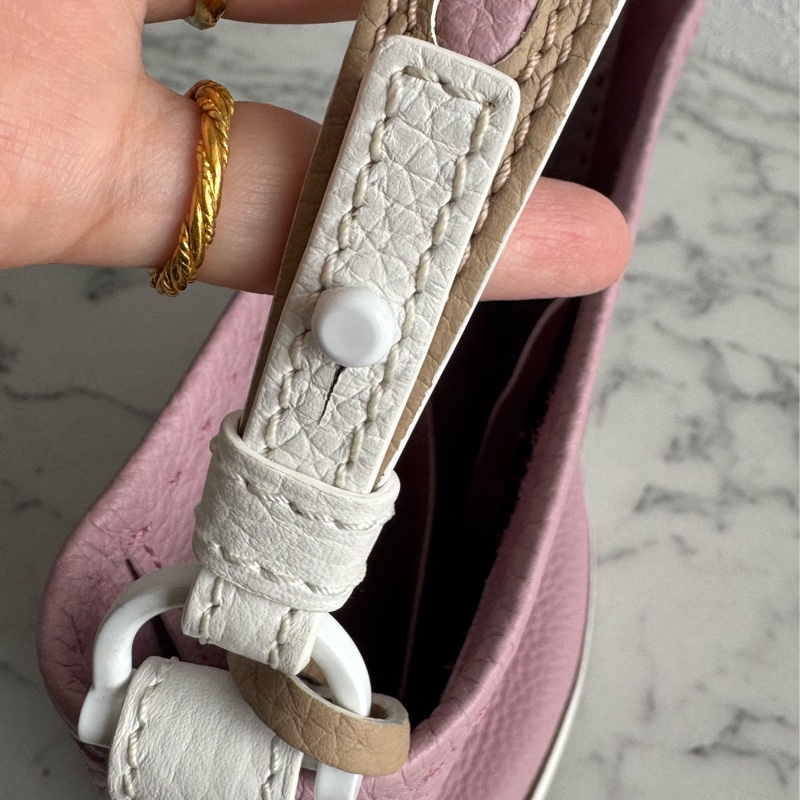 Delvaux 暗粉皮革白邊手提水桶包❤️‍🔥貴婦愛用-11