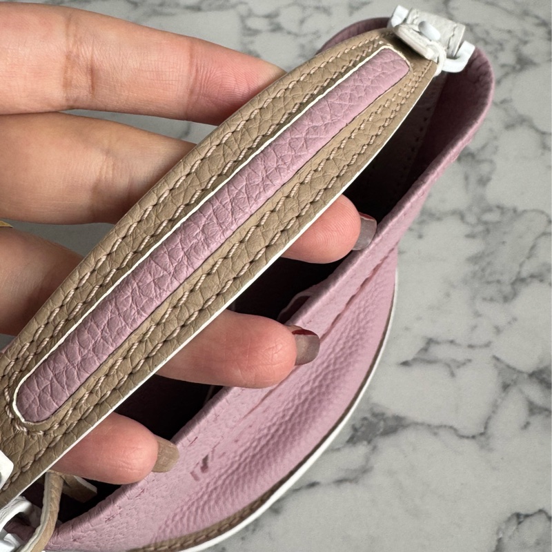 Delvaux 暗粉皮革白邊手提水桶包❤️‍🔥貴婦愛用-12