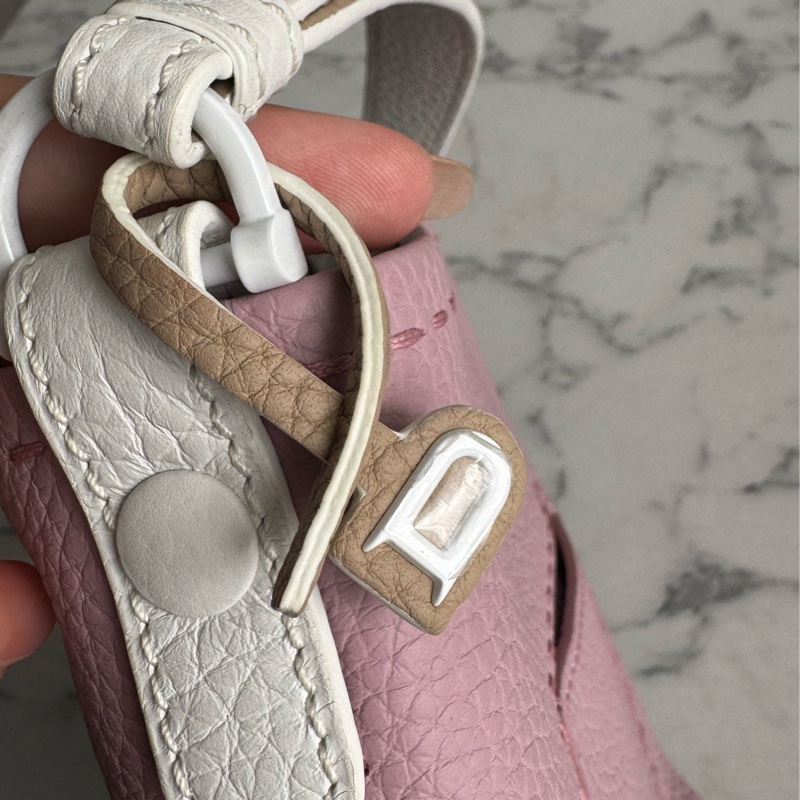Delvaux 暗粉皮革白邊手提水桶包❤️‍🔥貴婦愛用-18