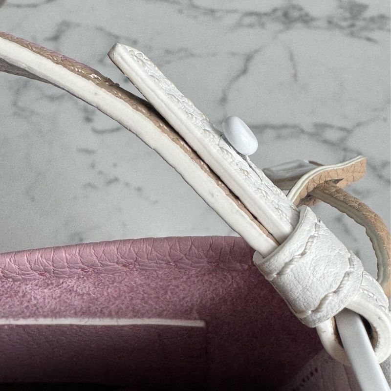 Delvaux 暗粉皮革白邊手提水桶包❤️‍🔥貴婦愛用-20