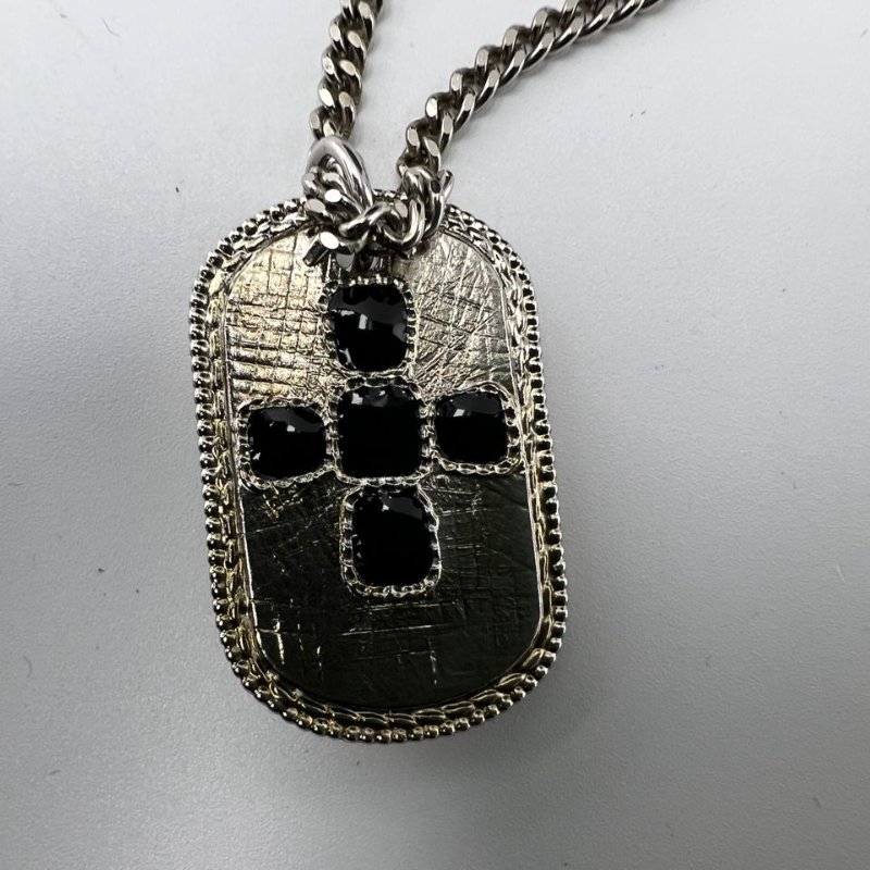 CHANEL 復古盾牌黑珠項鍊-5