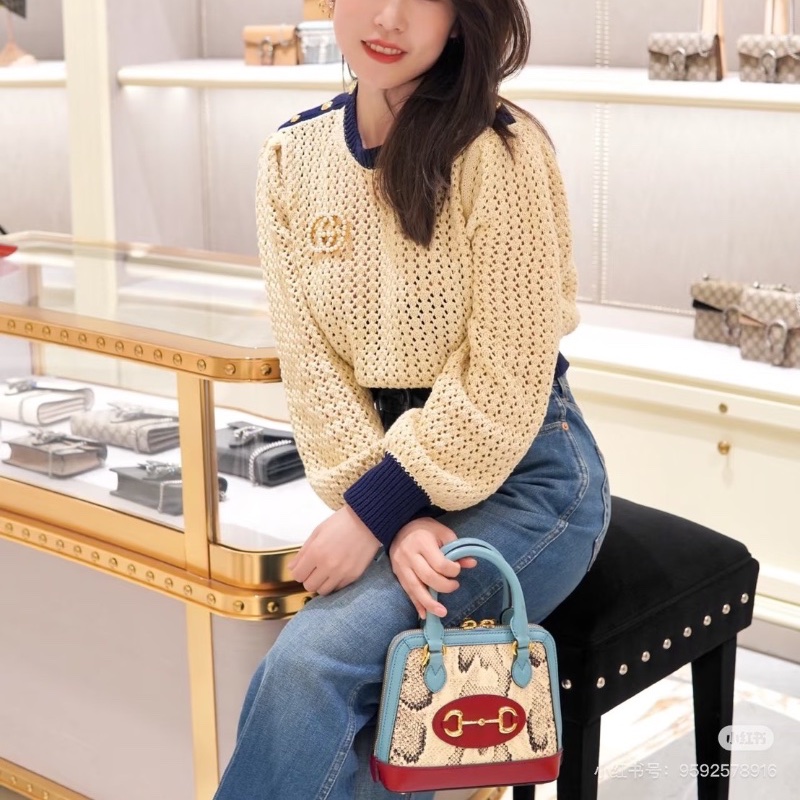 GUCCI 1955蛇皮拼皮貝殼 手提肩背斜背包20*18*7 98新配件塵袋 購證-1