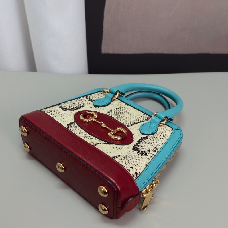 GUCCI 1955蛇皮拼皮貝殼 手提肩背斜背包20*18*7 98新配件塵袋 購證-6