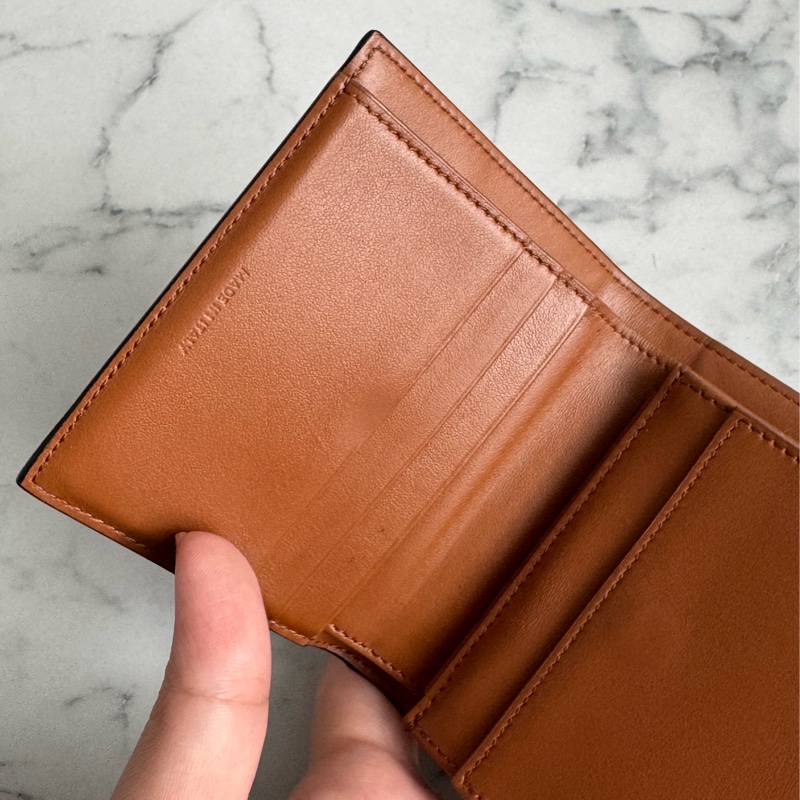 Celine 咖花紋凱旋門logo釦式短夾-15