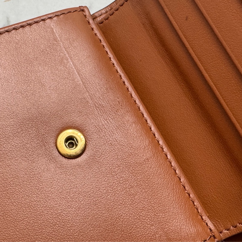 Celine 咖花紋凱旋門logo釦式短夾-24