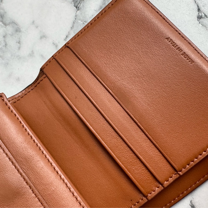 Celine 咖花紋凱旋門logo釦式短夾-25