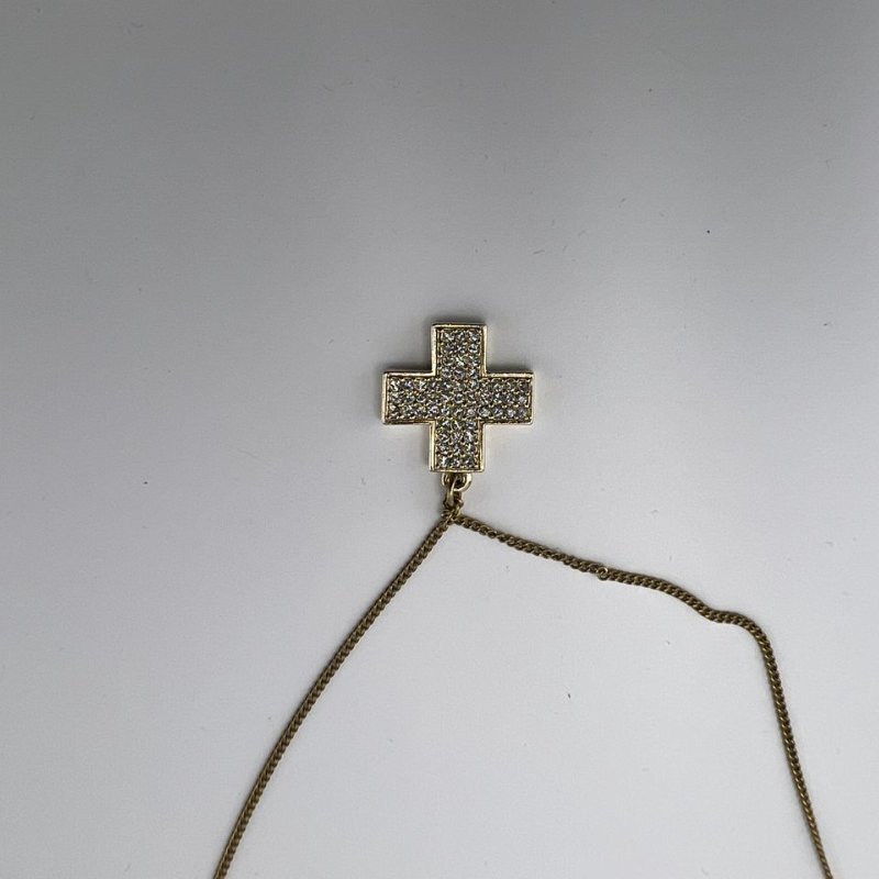 CHANEL 滿鑽十字架項鍊-3