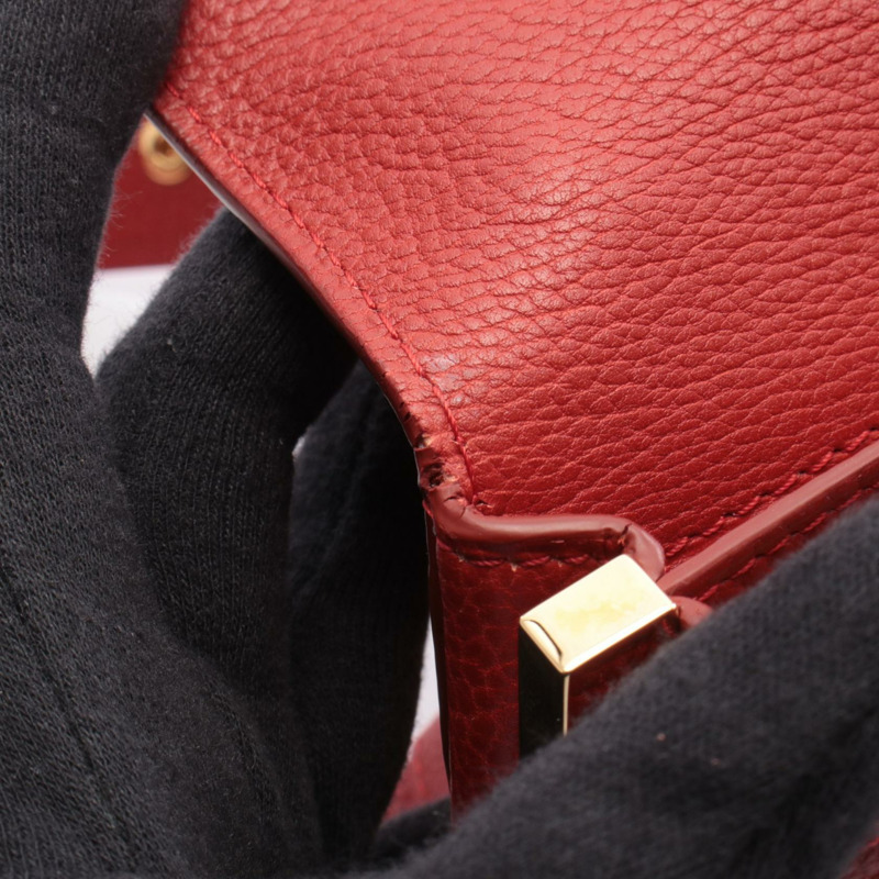 Delvaux Mutan 紅色皮革單肩斜挎包,二手女款-4