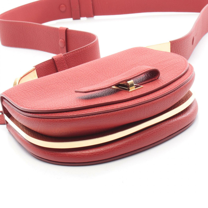 Delvaux Mutan 紅色皮革單肩斜挎包,二手女款-7