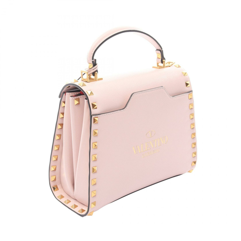 Valentino Garavani Rockstud Alcove 肩挎包,粉紅色二手皮革款-1
