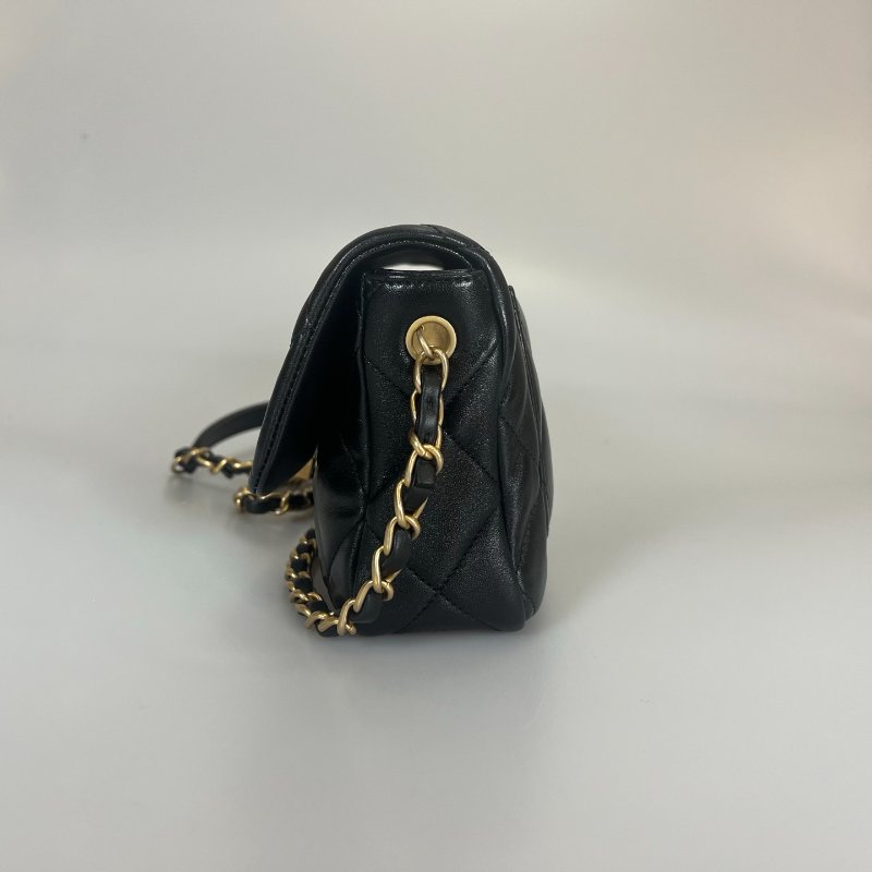 CHANEL CF20愛心法郎扣側肩包 黑羊皮 AS3986/晶片款-3