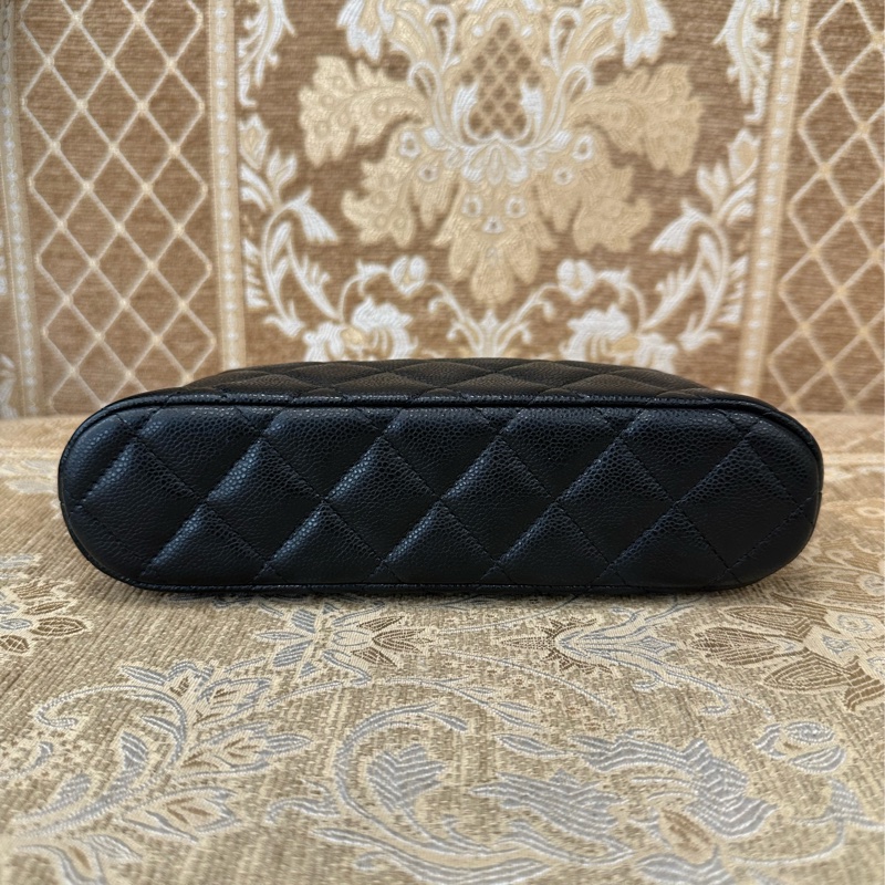 Chanel 黑荔枝皮金釦皮穿鍊貝殼包 AP4016-4