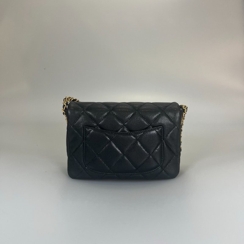 CHANEL CF20金幣牛皮側肩包 黑荔枝/晶片款-1