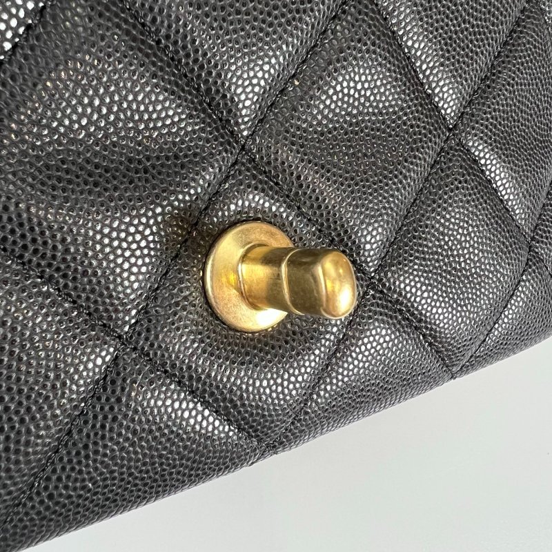 CHANEL CF20金幣牛皮側肩包 黑荔枝/晶片款-8