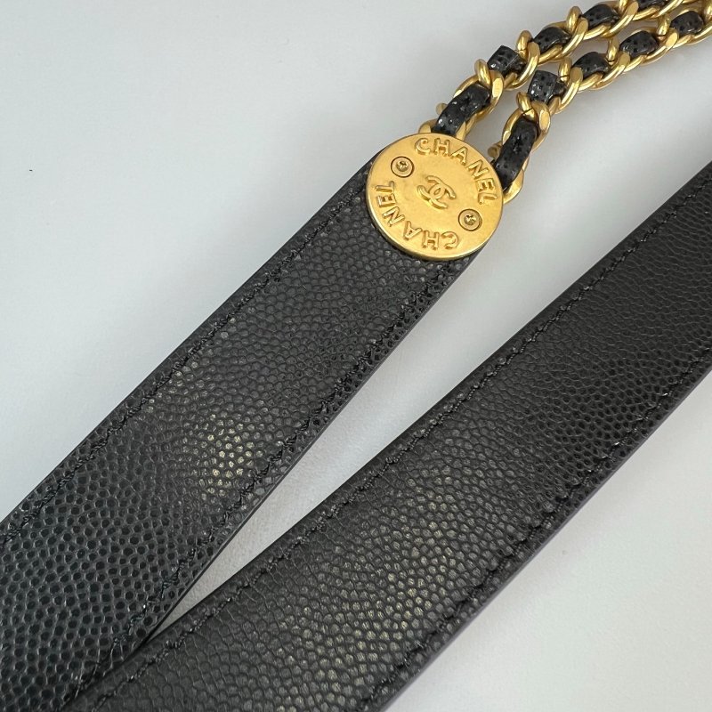 CHANEL CF20金幣牛皮側肩包 黑荔枝/晶片款-9