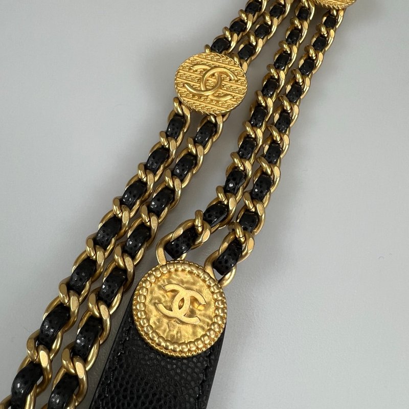 CHANEL CF20金幣牛皮側肩包 黑荔枝/晶片款-10