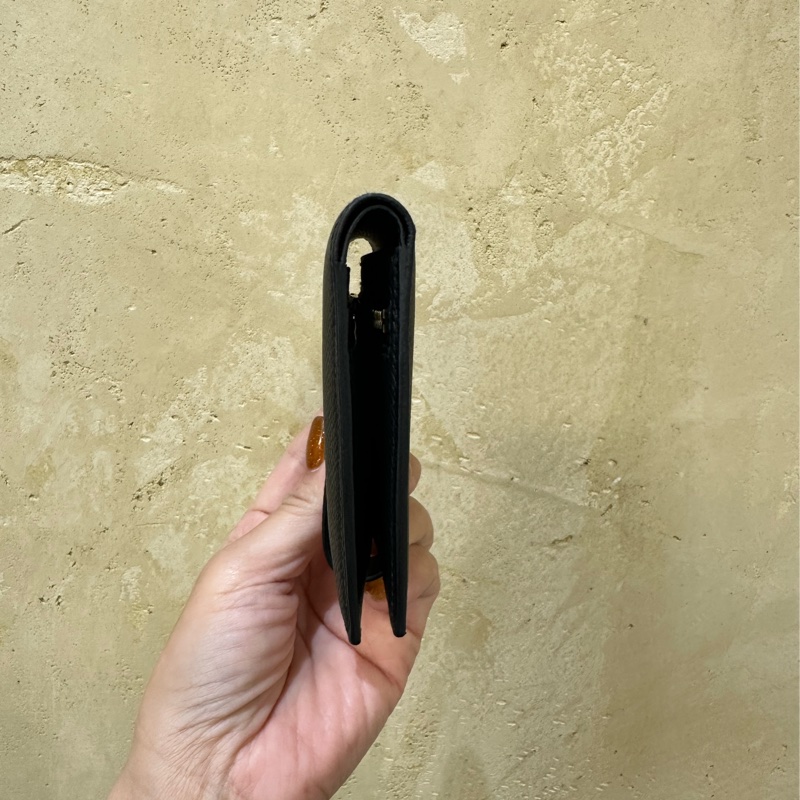 Hermes 89 Nior黑色Epson皮金釦內4卡零錢袋Bearn短夾-2
