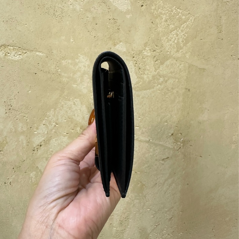 Hermes 89 Nior黑色Epson皮金釦內4卡零錢袋Bearn短夾-3