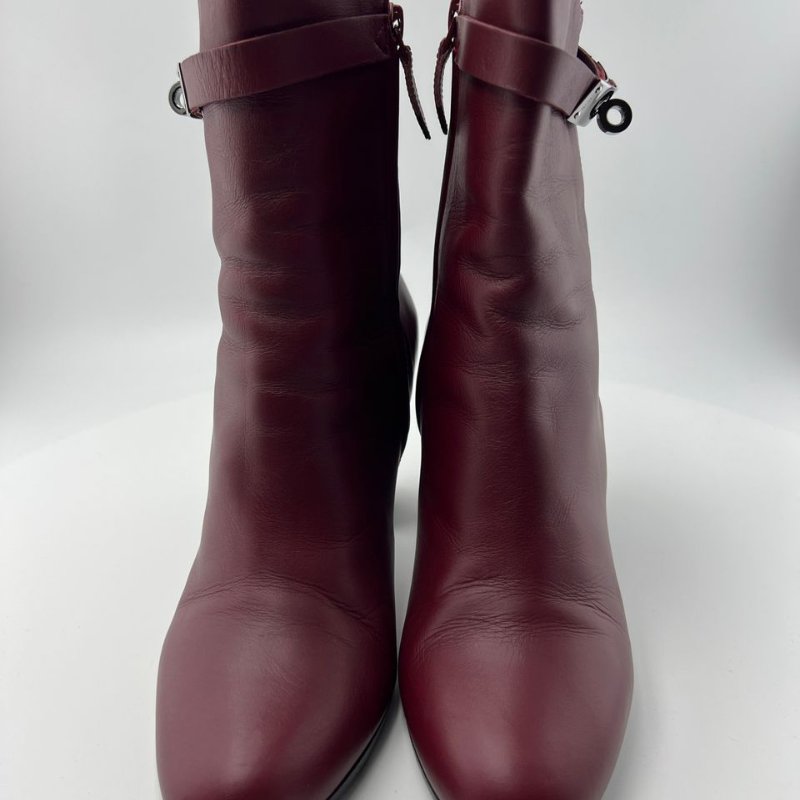 Hermès 酒紅色中跟短靴-7