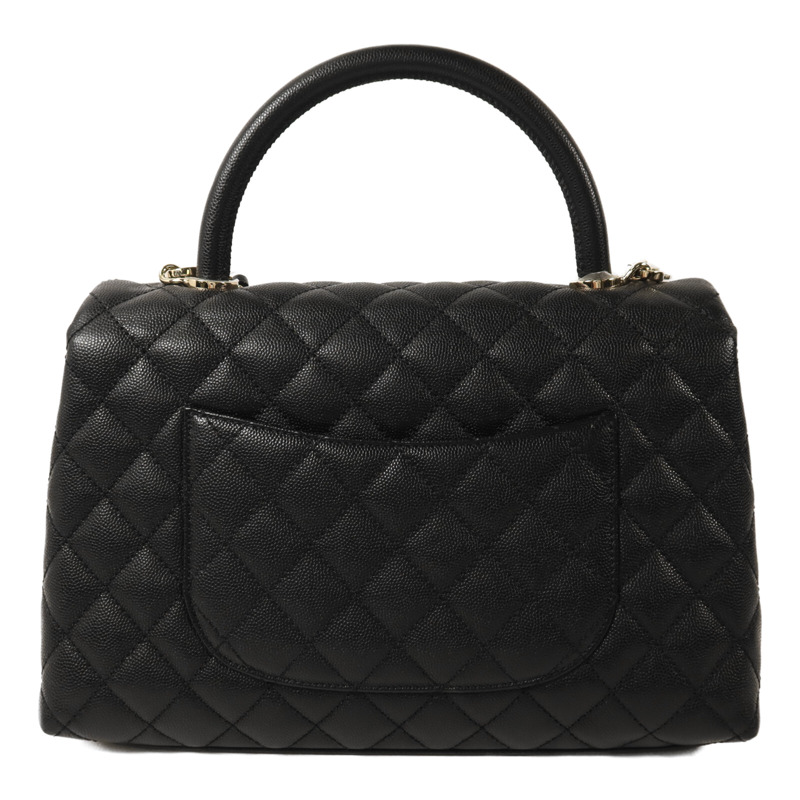 CHANEL 牛皮皮革Coco Handle Medium金扣鏈帶手挽肩背兩用袋-1
