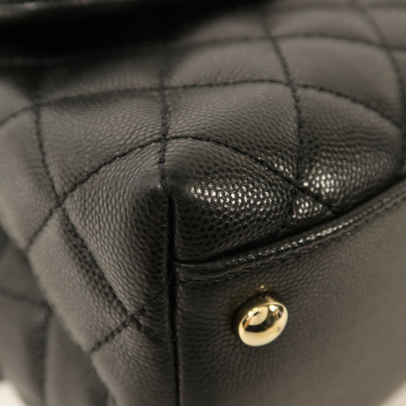 CHANEL 牛皮皮革Coco Handle Medium金扣鏈帶手挽肩背兩用袋-11