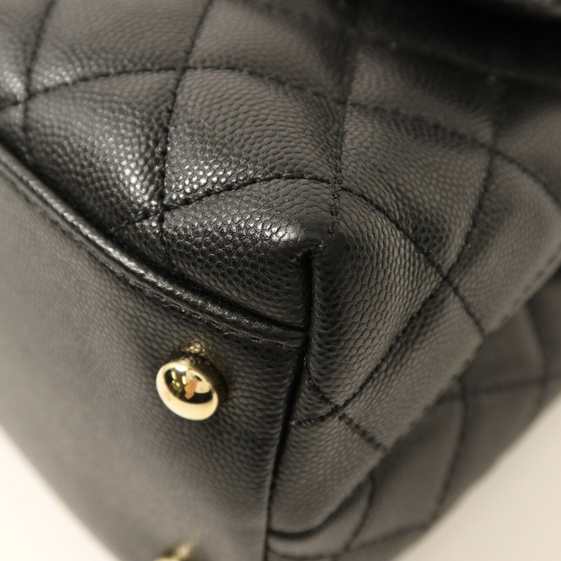 CHANEL 牛皮皮革Coco Handle Medium金扣鏈帶手挽肩背兩用袋-12