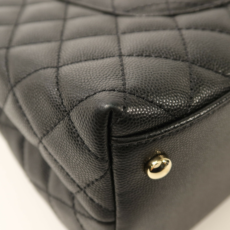 CHANEL 牛皮皮革Coco Handle Medium金扣鏈帶手挽肩背兩用袋-13