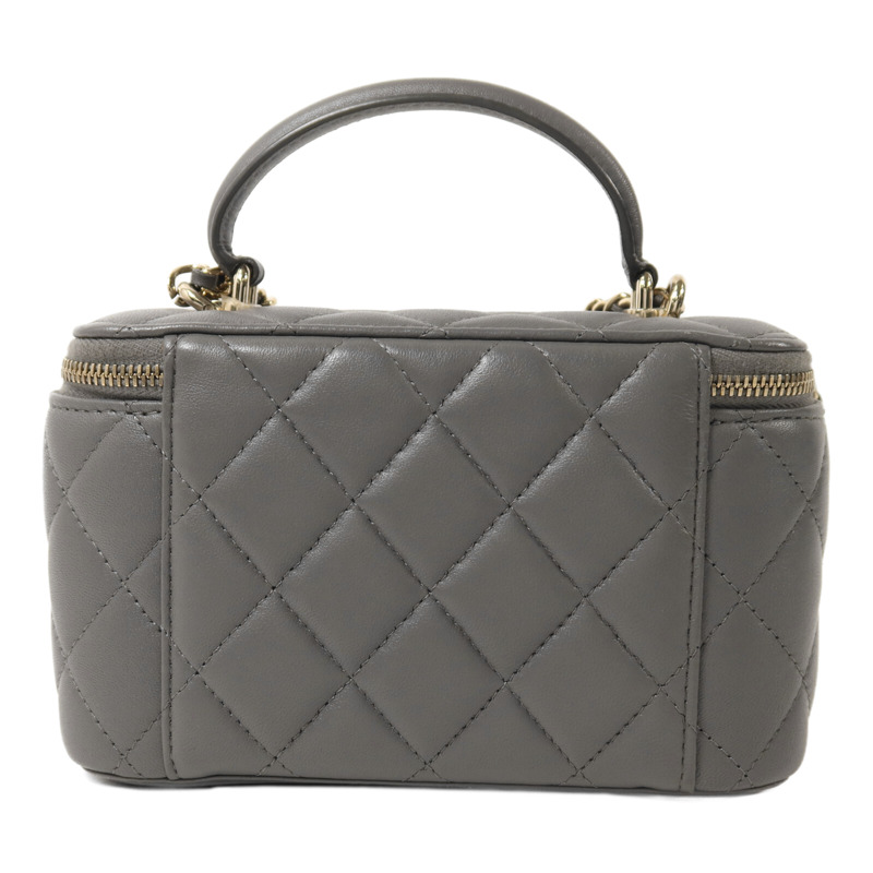 CHANEL 羊皮皮革Vanity Case金扣鏈帶手挽肩背兩用袋-1