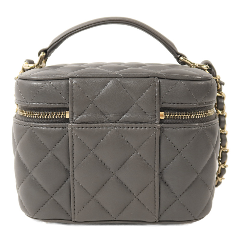 CHANEL 羊皮皮革Vanity Case金扣鏈帶手挽肩背兩用袋-1