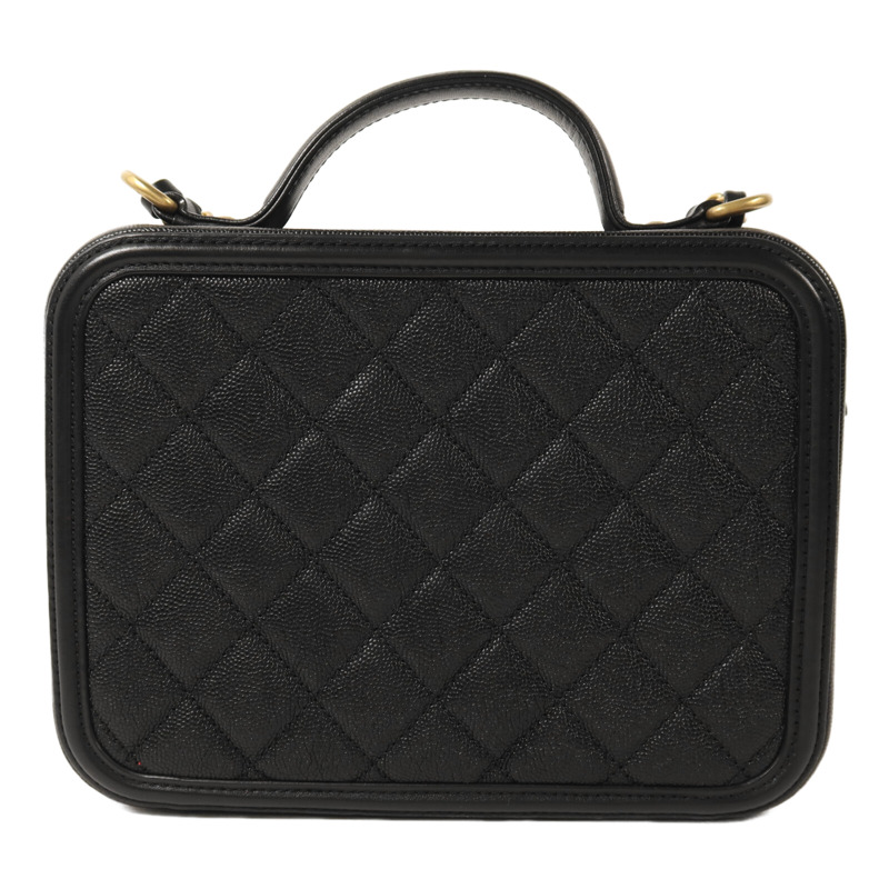 CHANEL 牛皮皮革Vanity Case金扣鏈帶肩背袋-1