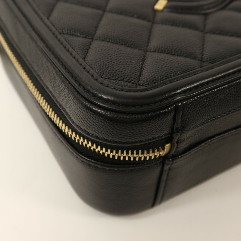 CHANEL 牛皮皮革Vanity Case金扣鏈帶肩背袋-12