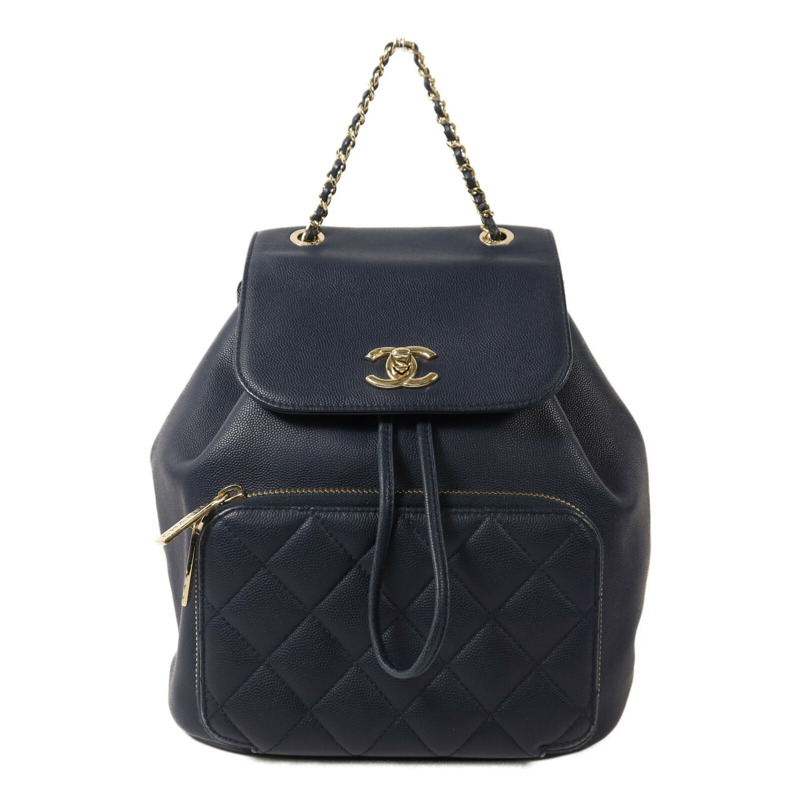 CHANEL 牛皮皮革Business Affinity Backpack金扣鏈帶背包-0