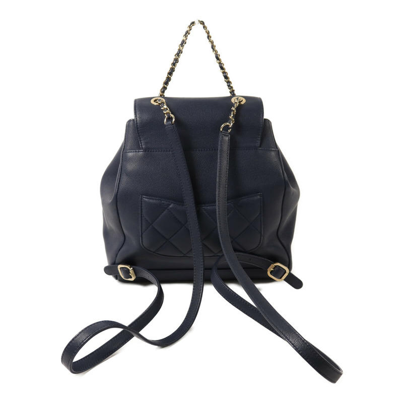 CHANEL 牛皮皮革Business Affinity Backpack金扣鏈帶背包-1