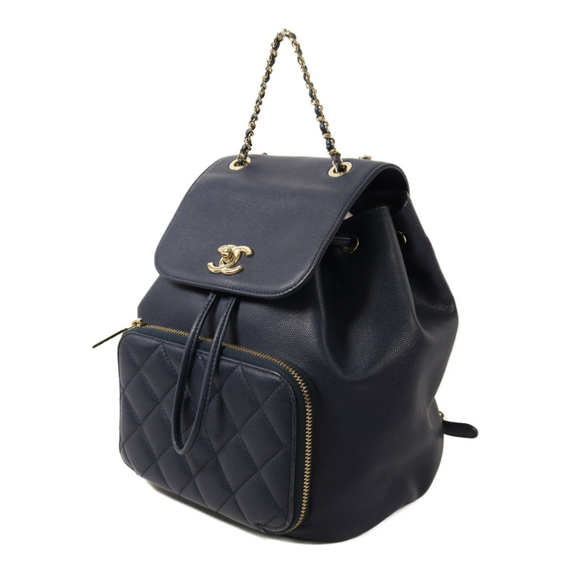 CHANEL 牛皮皮革Business Affinity Backpack金扣鏈帶背包-2