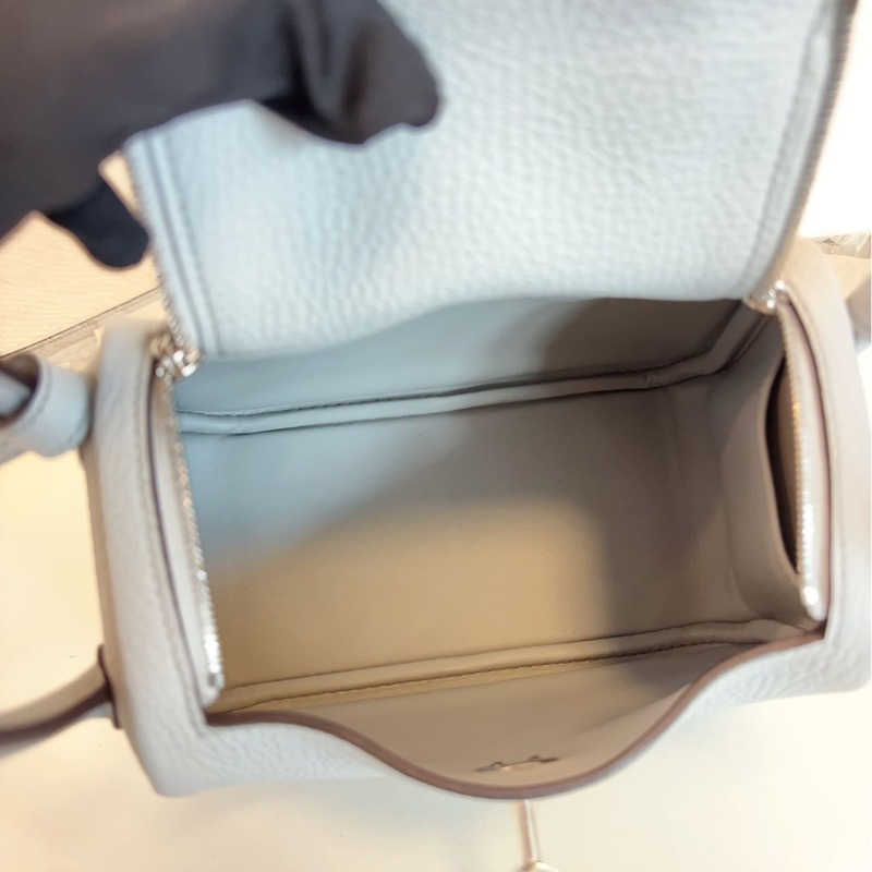 Hermes Mini Lindy 聖杯藍銀扣-7