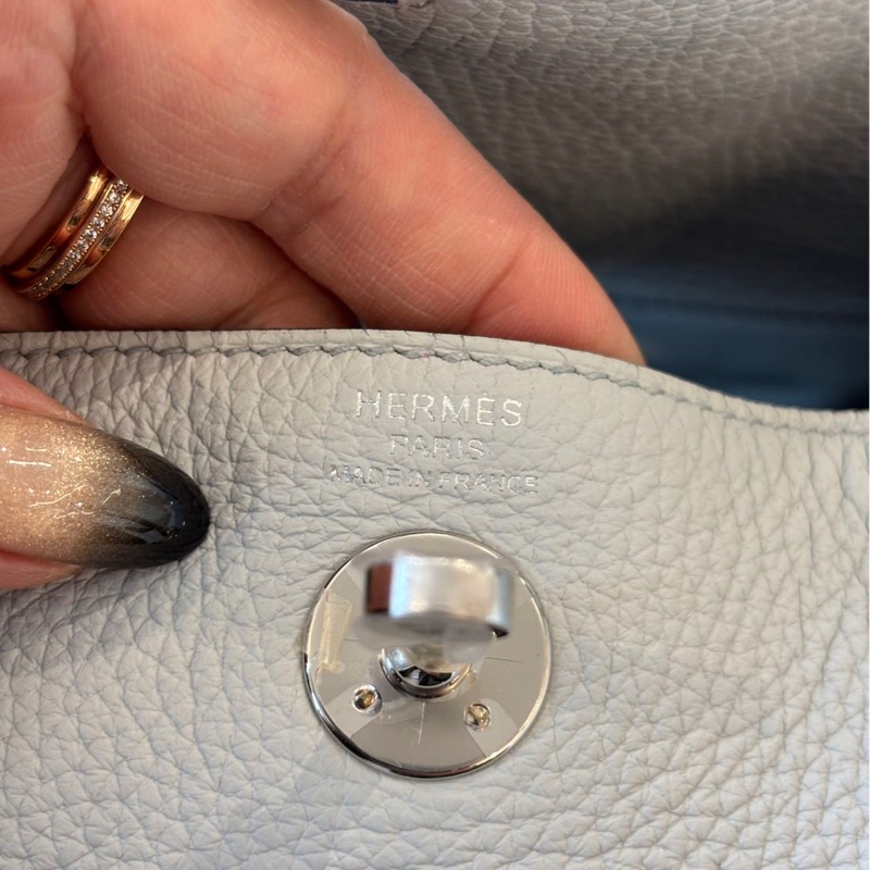 Hermes Mini Lindy 聖杯藍銀扣-8