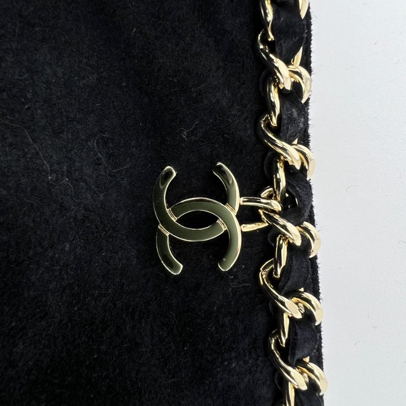 CHANEL 麂皮鍊條高筒靴-4