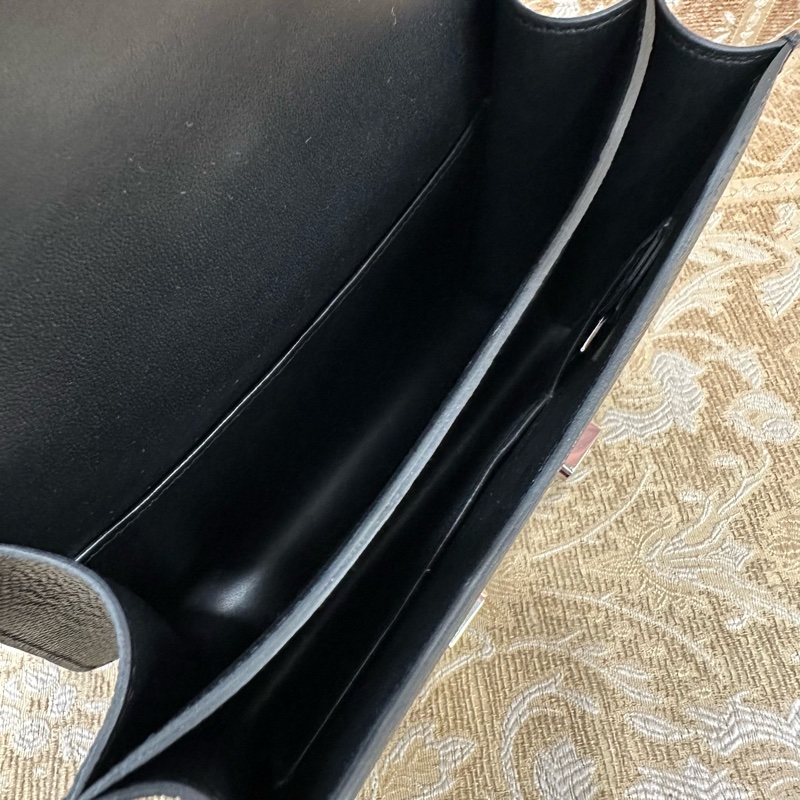 Hermes 89黑Epsom銀釦Constance III Mini肩斜背包 H083905-6