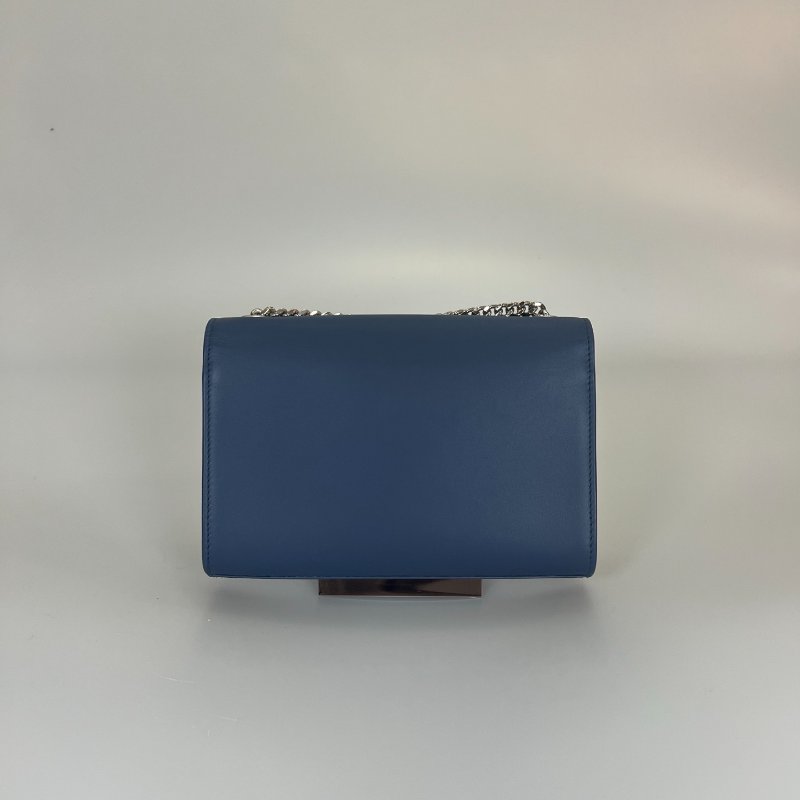 YSL 藍色銀扣流蘇KATE斜背包-1