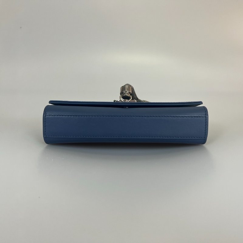 YSL 藍色銀扣流蘇KATE斜背包-4