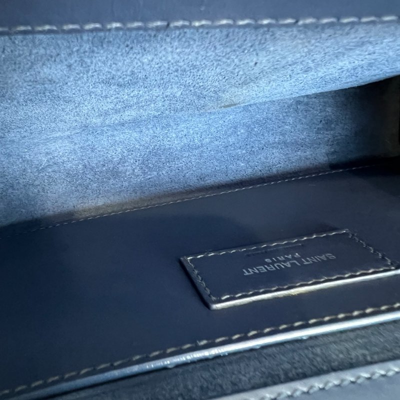 YSL 藍色銀扣流蘇KATE斜背包-5